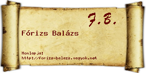 Fórizs Balázs névjegykártya