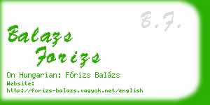 balazs forizs business card
