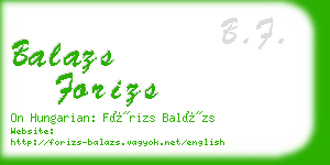 balazs forizs business card